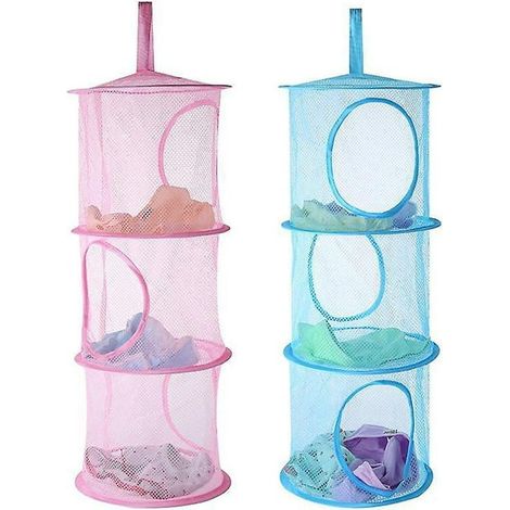 Pcs 3-couches Pliable Panier En Maille Sac De Rangement De 3 Niveaux Suspendu En Maille Pour Stockage Conomiser De L'espace Pour Armoire, Salle (1/5)