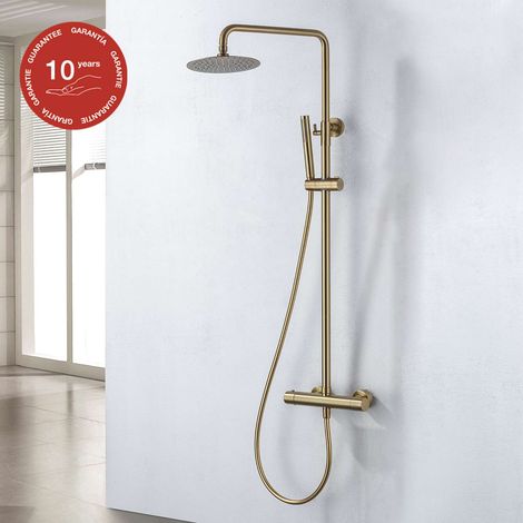Colonne de douche thermostatique avec barre extensible SKY BATH or brossé Inox S304 série SUPREME (1/5)