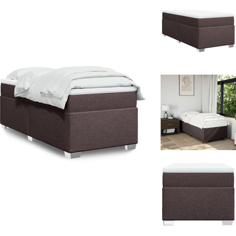 Sommier à lattes de lit avec matelas Marron foncé 90x200 cm - Lit Double - Lit Plateforme - Matelas À Ressorts Ensachés - Literie - Chambre À Coucher (1/5)
