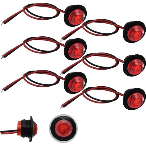 LED-Positionsleuchten – 6 Stück – Polycarbonat – IP67 wasserdicht – Für LKW, Anhänger, Boot – Rot, 18 mm (1/5)