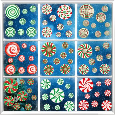 Décorations de Noël pour fenêtres, lot de 81, autocollants statiques sans colle, 9 motifs : Père Noël, bonhomme de neige, orignal, sapin de Noël (1/2)