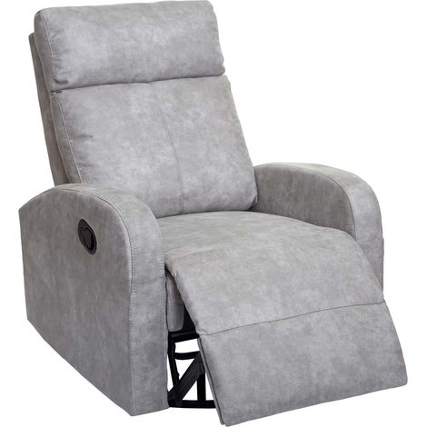 [NEUWERTIG] Fernsehsessel HHG-325 Premium, Relaxsessel Schaukelstuhl Wippfunktion, drehbar Stoff/Textil hellgrau