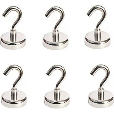6pcs Crochets magnétiques 18LB Pull Extra Strong Neodymium Magnet Hooks, Magnetic Hooks Heavy Duty, Aimants avec crochet pour réfrigérateur, Heavy Duty Cruise Hook for Ceiling, Small Magnetic Hanger f (1/5)