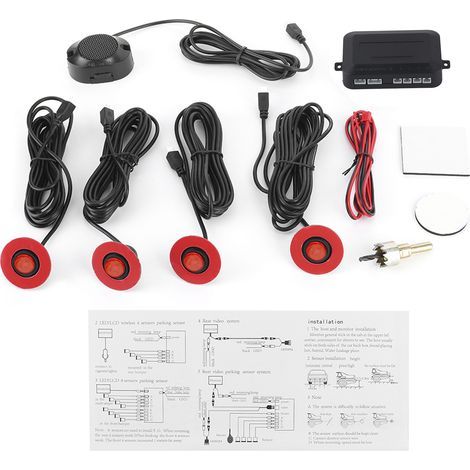 Kit Radar de Recul 16,5mm avec Avertisseur Sonore pour Voiture, Assistance de Stationnement, Lot de Secours Rouge (1/5)