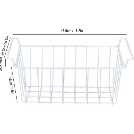 Ortviai Paniers métalliques pour congélateur – 2 unités, dimensions 47,5 x 24,5 x 20 cm, avec poignées, acier gainé PE (1/4)