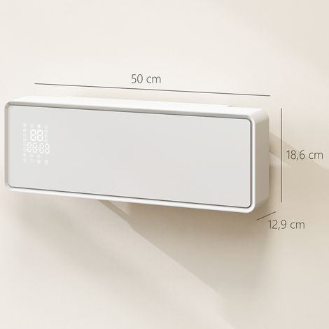Wandmontierter 2000W Keramik Elektroheizer, Ventilator, Thermostat, Timer, Fernbedienung, Glaspaneel, Weiß (1/5)
