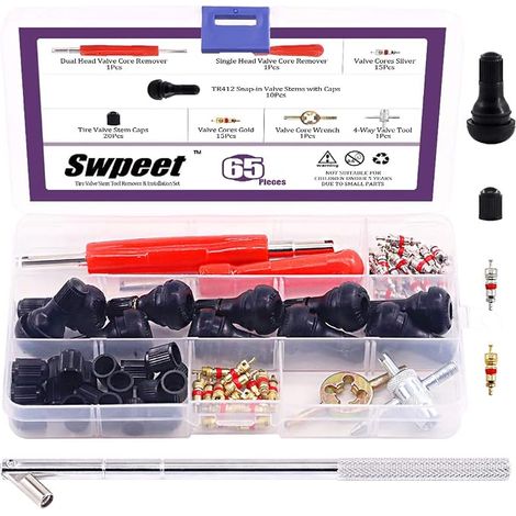 Tire Valve Stem Removal and Installation Tool Set Valve Caps Snap-on Valve Stem Stem with Valve Stem Cores Valve Core Removal Tool (1/5)