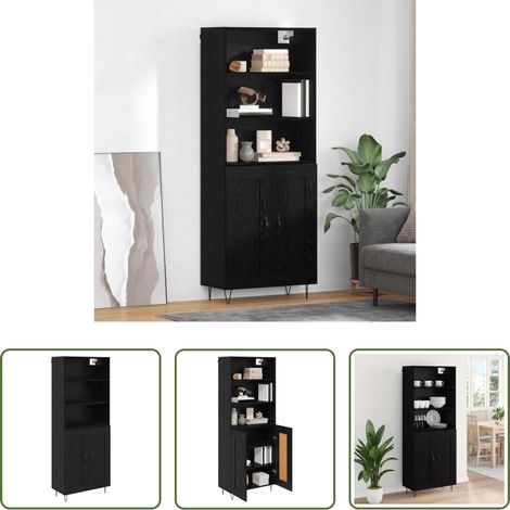 vidaXL Buffet salle à manger - Haut Armoire avec tiroir 2 pcs Chêne noir Bois d'ingénierie (1/5)