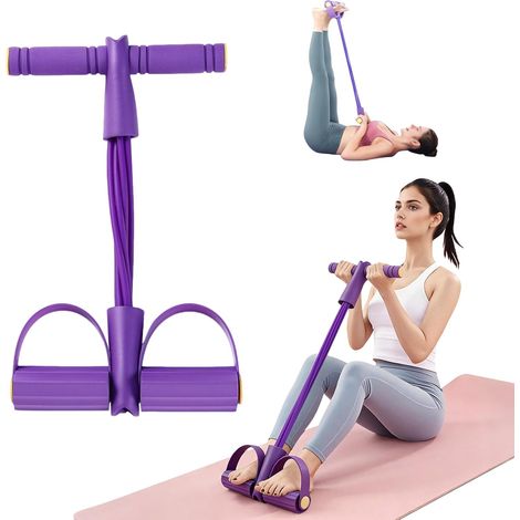 Fascia elastica con pedale e maniglia, attrezzo sportivo multifunzionale, utilizzabile per allenare addominali, vita, gambe e tutto il corpo, allenamento di resistenza portatile