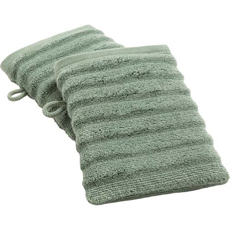 Lot de 2 Gants de Toilette "Maya" 15x21cm Vert Sauge