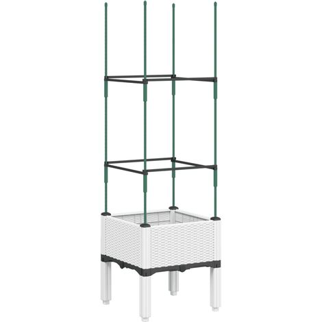Maison Exclusive - Pflanzkübel mit Rankgitter Weiß 40x40x142,5 cm