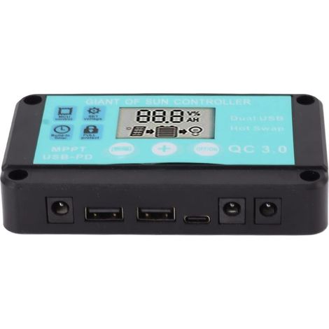 Regolatore di potenza solare da 10 A, controller di carica solare con doppia uscita USB, regolatore di carica per pannelli solari a ricarica rapida 12 V/24 V per uso domestico e industriale. (1/5)