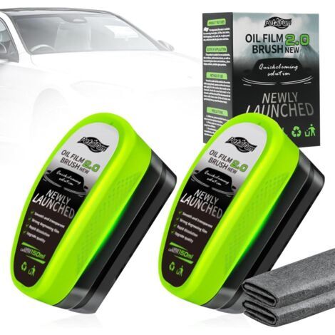 2 Pièces 150ml Brosse de Nettoyant pour Film D'huile Automobile avec 2 Chiffons, Nettoyant pour Pare-brise Dissolvant de Film D'huile pour Vitre de Voiture Miroirs, Améliore la Clarté et La Visibilité (1/5)