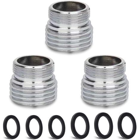 QORVA-Kit adaptateur de robinet en 3 pièces (M20 mm mâle vers M18 mm mâle) pour aérateur de cuisine, adaptateur de robinet d'évier, connexion de tuyau d'arrosage, filtre à eau et tuyau standard. (1/5)