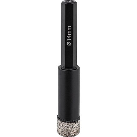 Couronne de perçage à sec Soldia Ø 14 mm, porte-outil 6 pans, refroidissement intégré