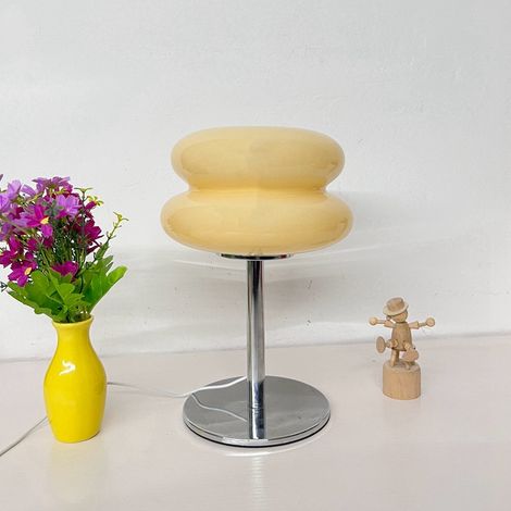 Lampe de table de chevet lampe médiévale haut de gamme simple et atmosphérique, contrôle de ligne USB trois couleurs (jaune) (1/5)
