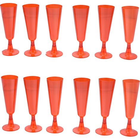 Set 12 calici fluit rossi in plastica rigidi monouso bicchiere da Spumante champagne per feste party