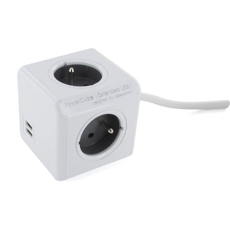 Bloc multiprise Powercube 3 prises 16A – 2 ports USB 2.0A – Longueur 1,5m – Puissance maximale 3680W – Sécurité enfants (1/4)