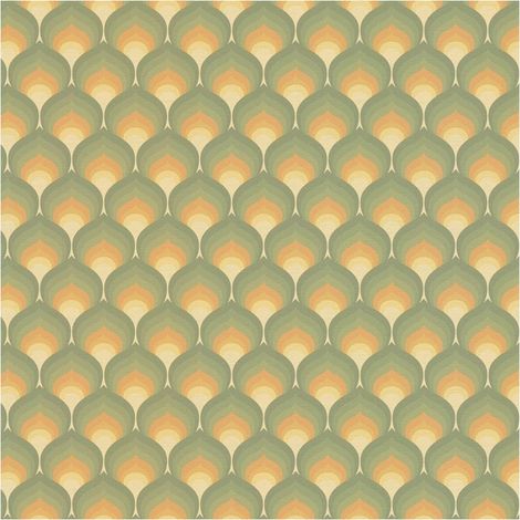Retro wallpaper wall Profhome 395381 hot embossed non-woven wallpaper slightly textured with graphical pattern matt green honey yellow beige grass green 4,5 m2 (1/5)