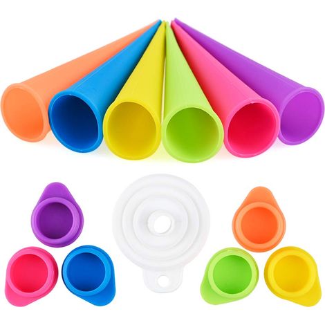 Set de 7 Moules à Glace en Silicone Réutilisables Avec Entonnoir, Moules DIY pour Crèmes Glacées Maison, Bébé et Enfants (1/5)