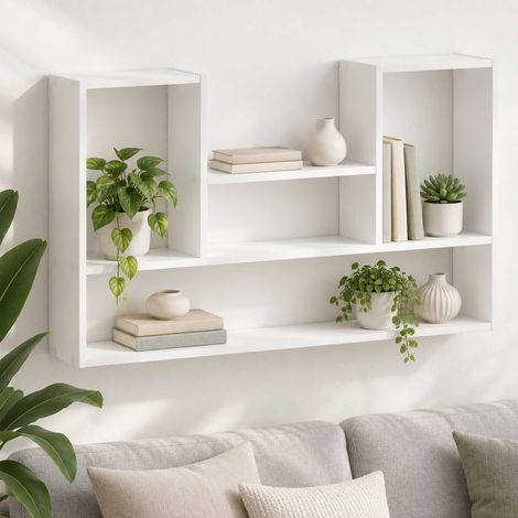 vidaXL Étagère Murale Blanc 100 x 17 x 60 cm Bois d'ingénierie (1/5)