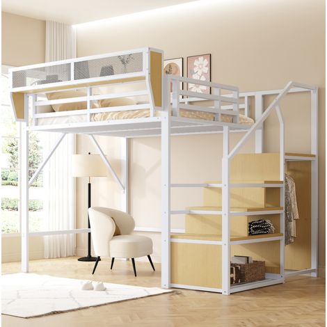 Letto matrimoniale in metallo 140x200 bianco DESVIAE (1/5)