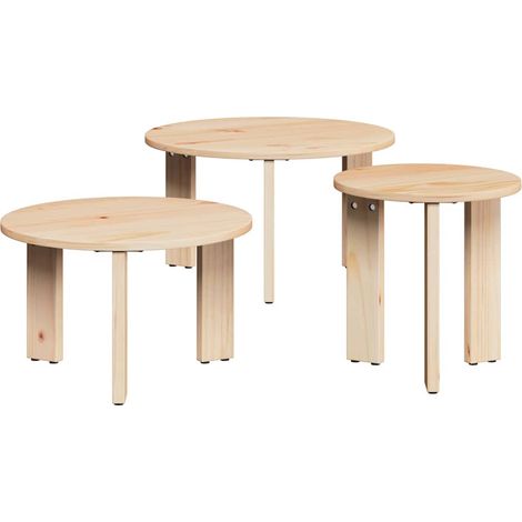 3 pcs Table basse,Table d'appoint,Table de Salon Naturel 47,5 x 47,5 x 27 cm CFW70334 (1/4)