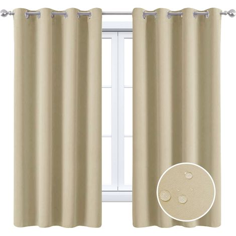 Cortinas impermeables para exteriores, cortina parasol para balcón, patio, porche, pérgola, cenador (132 x 215 cm, beige)