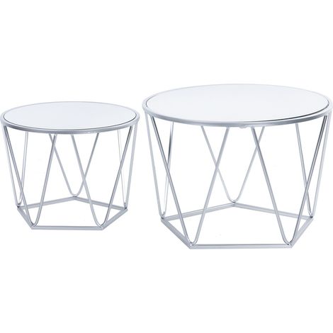 2er Set Metall-Spiegeltische 60X60X41 50X50X38 cm (1/5)