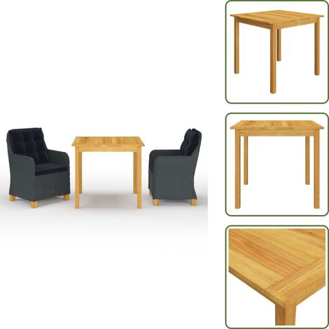 Ensemble à manger de jardin 3 pcs Gris foncé - Meubles De Jardin - Salon De Jardin - Set De Jardin - Table De Jardin - Chaises De Jardin