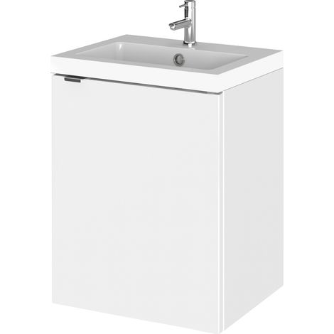 Hudson Reed Fusion Wall Hung 1-Door Vanity Unit with Basin 400mm Wide - Gloss White (1/5)