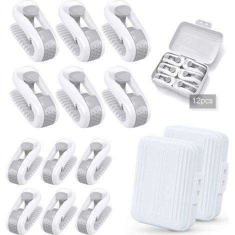 12 pezzi clip copripiumino, clip lenzuolo antiscivolo senza ago per fissare piumoni (bianco + bianco) -
