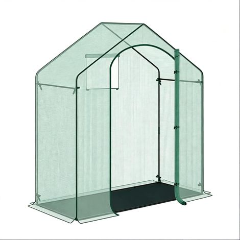 Invernadero de jardín 200 x 80 x 200 cm con puerta enrollable y cremallera (1/4)