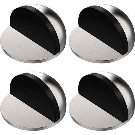 4 Pcs Arrêts de Portes Argent, Butée de Porte Adhesive, Butées de Porte en Acier Inoxydable avec Autocollants, Inutile de Percer, pour la Maison et le Bureau (1/5)