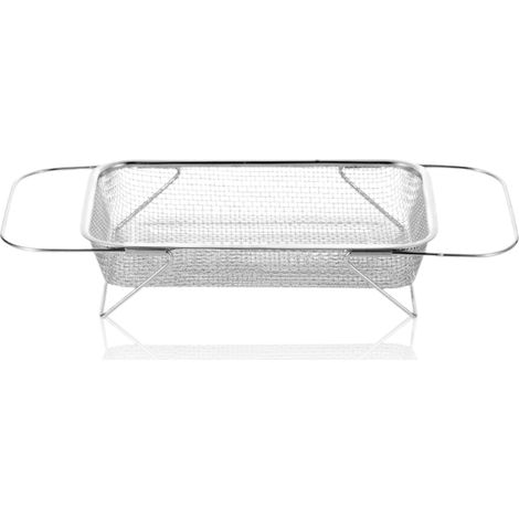 Passoire inox extensible à poser sur l'évier, panier égouttoir à mailles fines pour laver fruits et légumes, égouttage et rinçage.