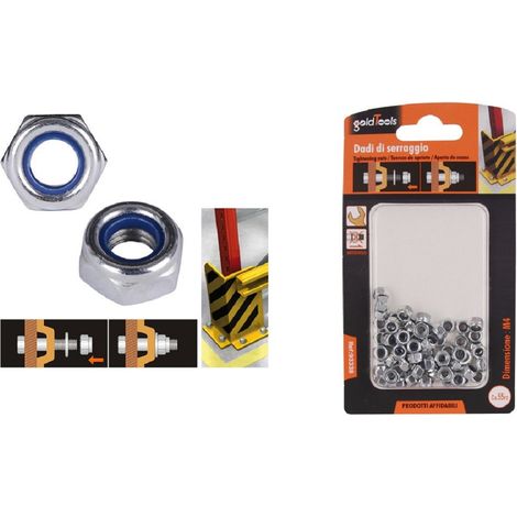 TRADE SHOP - Set 55 Pz Dado Esagonale Dadi Di Serraggio M4 4mm Antiscivolo Bulloni Viti 93338 - (1/2)