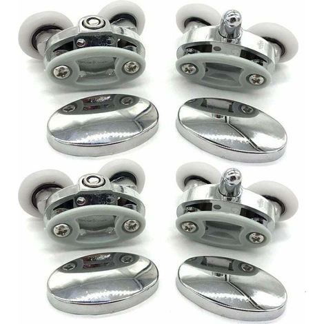 Set mit 4 Duschkabinenrollen - Zwei Räder - Oval - Schmetterlingsform (23 mm) (1/4)