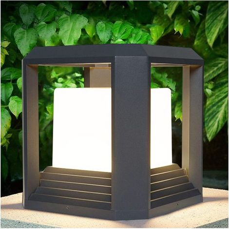 Borne lumineuse d'extérieur, 720 lm, 16 W, éclairage de jardin, lampadaire d'extérieur en aluminium IP65, 185 x 185 x 200 cm, lumière chaude, pour allées et terrasses, noire [Classe énergétique E] (1/5)