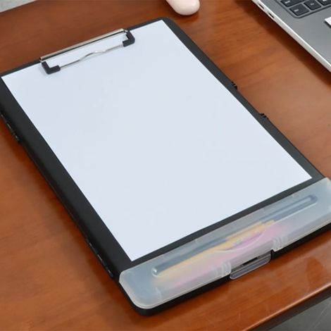 A4 Dokumentenorganizer, 2-in-1 Metallclip, rostfreie Mappe, Pflegeclip, inklusive Federmäppchen, Bürobedarf. (1/4)