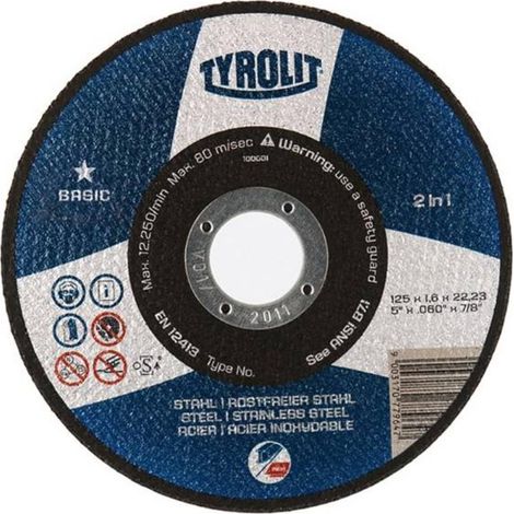 TYROLIT disco cortar inoxidable tyrolit 115-1,6-22,2 , 0UNIDADES