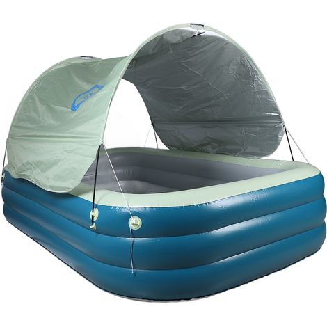 Piscine gonflable avec auvent, toboggan aquatique gonflable pour famille adulte, jardin extérieur, 2.6m, vert (1/5)