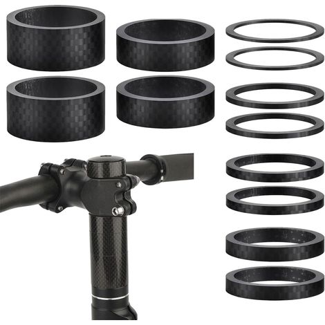 12 Pièces Entretoises de Potence en Fibre de Carbone pour Vélo, Entretoises de Direction de Vélo, Entretoises de Jeu de Direction pour Vélo, pour Une Potence de 1-1/8 Pouces (1/2/3/5/10/15mm) (1/5)