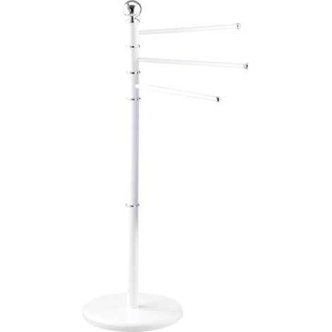 Wenko 17093100 Exclusiv Porta Asciugamani e Appendiabiti, 3 Bracci Mobili, Acciaio, 28,5 x 90 x 48,5 cm, Bianco/Cromo (1/5)