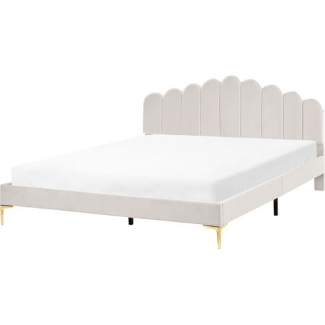 Bed Velvet SAUVIAN 180 x 200 cm (EU Super King) Off-White (1/5)