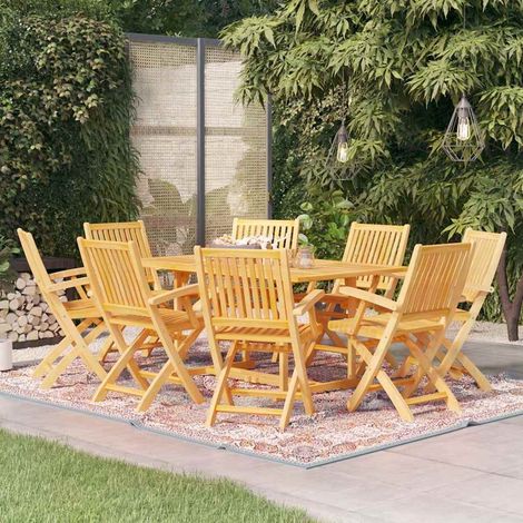 Ensemble à manger de jardin 9 pcs-Salon de jardin Bois de teck massif 734021 (1/5)