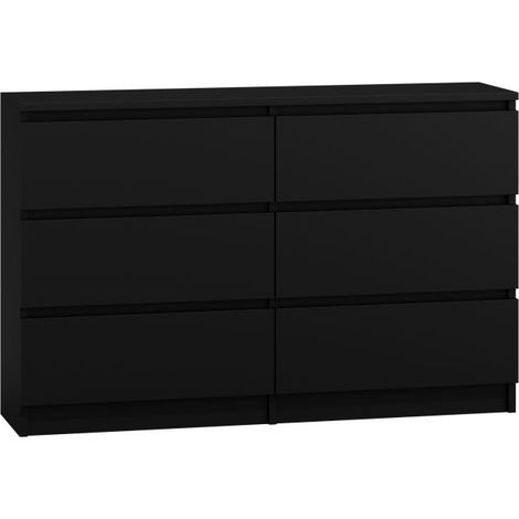 MILAN - Cómoda grande de 6 cajones - 30x120x77 - estilo escandinavo - mueble de almacenamiento (1/2)