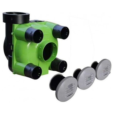 Kit VMC hygroréglable basse conso Type B simple Flux avec 3 bouches à piles logement T3-T7 MODULO 2 BC NATHER 990581