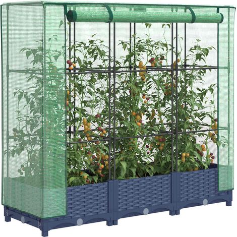 Hochbeet mit Gewächshausabdeckung Rattanoptik 120x40x123 cm