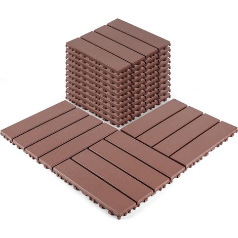 CHICFURN Piastrelle da terrazza ad incastro 30,5 x 30,5 x 2 cm PP marrone interno esterno (1/5)