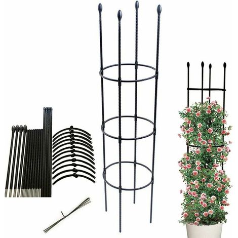 Obélisque de jardin, support de plantes grimpantes, cage à tomates stable, treillis de jardin, cage de culture de légumes, fleurs et fruits grimpants pour le jardin, balcon - hauteur de la plante 133c (1/5)